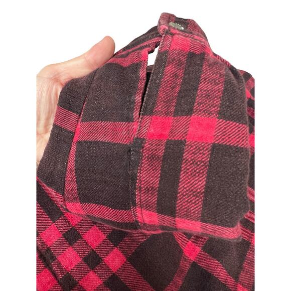 Urban Outfitters BDG Cropped Plaid Shacket Black Red Flannel Boxy Jacket Small - Picture 10 of 15